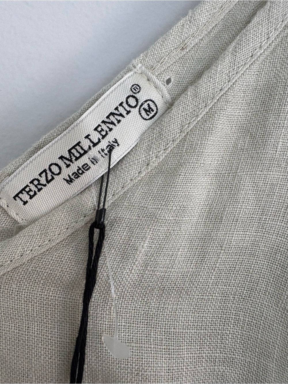 NWT Midi Linen Italian Eyelet Hem Dress - Neutral Beige with hint of green - Picture 4 of 8